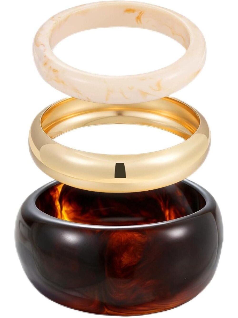 Women's Dark Brown Chunky Colorful Resin Acrylic Bangles Set Jewelry Bracelet